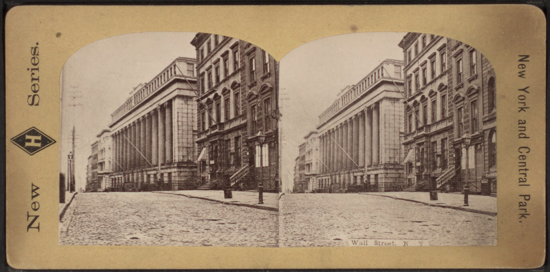 Wall Street mit der New Yorker Börse, Stereoskopie